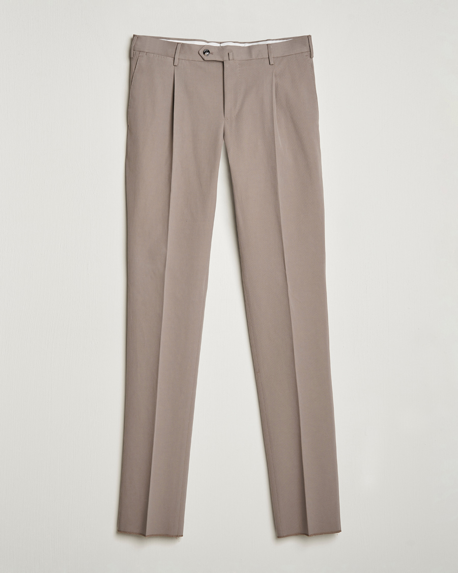 Herr | Byxor | PT01 | Slim Fit Pleated Cotton/Cashmere Chinos Beige