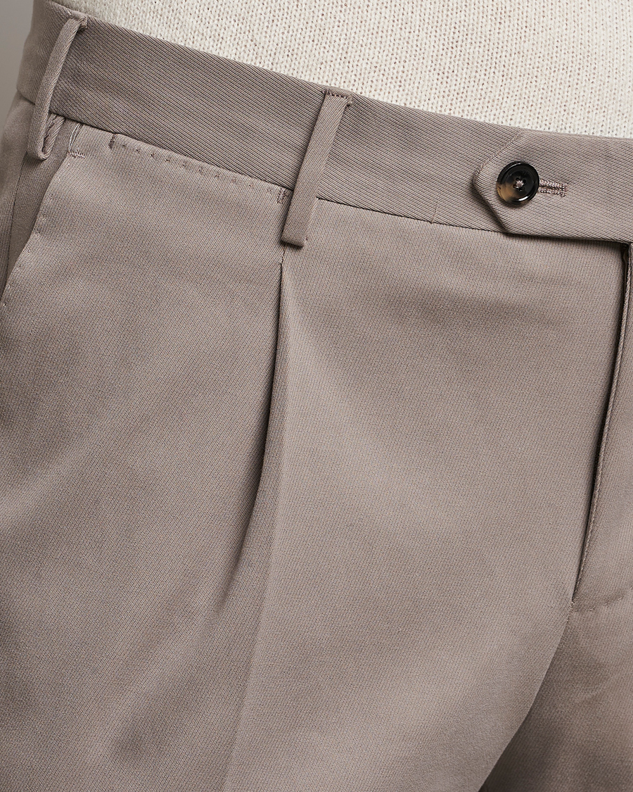 Herr | Byxor | PT01 | Slim Fit Pleated Cotton/Cashmere Chinos Beige