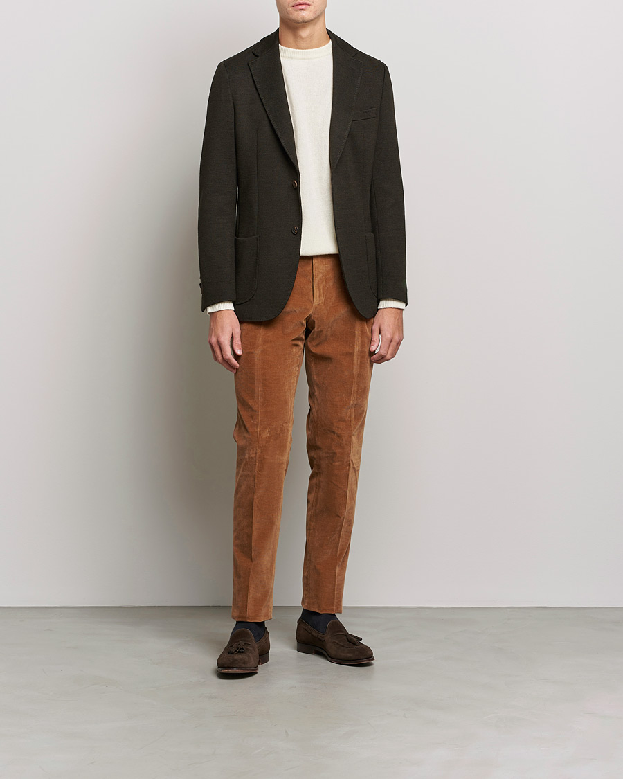Herr | Byxor | PT01 | Slim Fit Pleated Corduroy Trousers Caramel