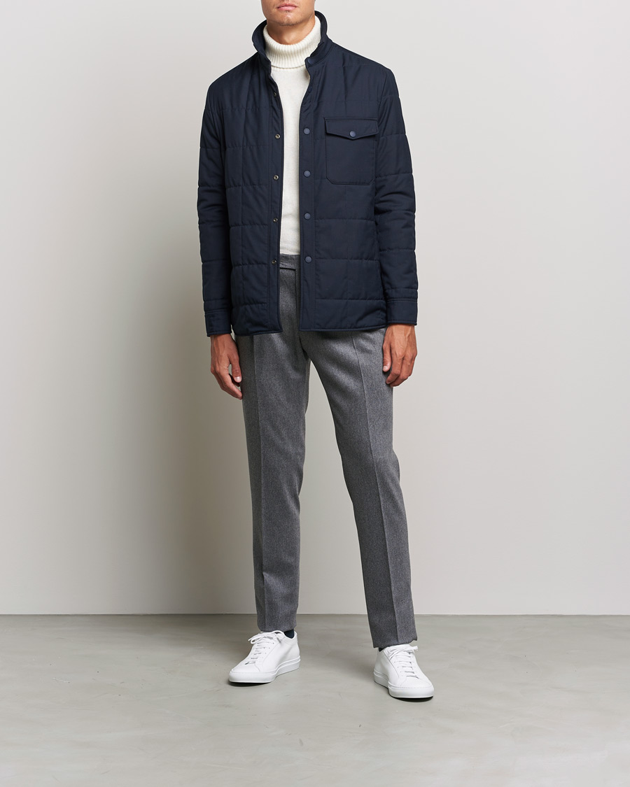 Herr | Byxor | PT01 | Slim Fit Pleated Flannel Trousers Light Grey