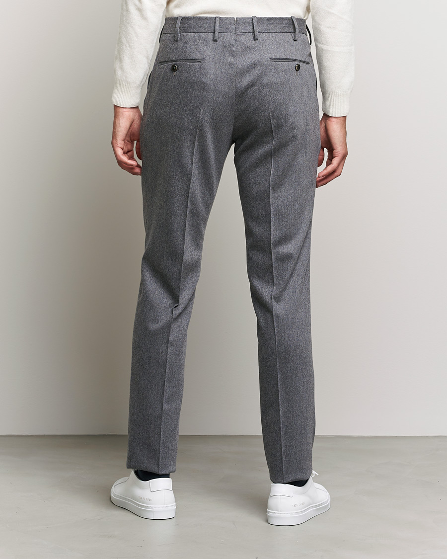 Herr | Byxor | PT01 | Slim Fit Pleated Flannel Trousers Light Grey