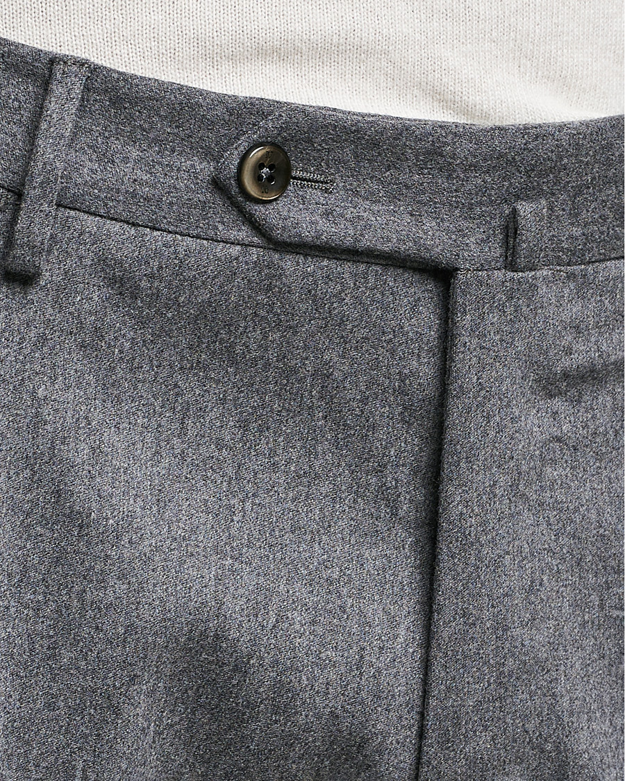 Herr | Byxor | PT01 | Slim Fit Pleated Flannel Trousers Light Grey