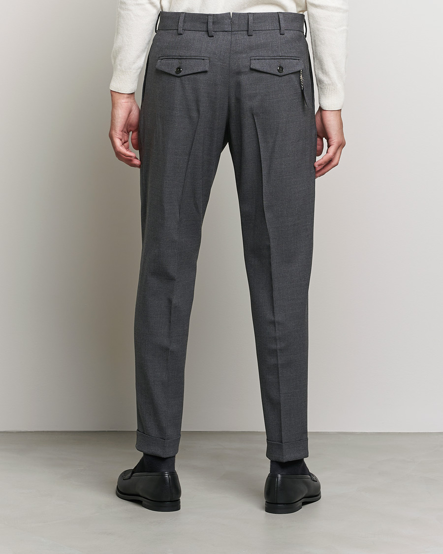 Herr | Byxor | PT01 | Slim Fit Pleated Wool Trousers Dark Grey