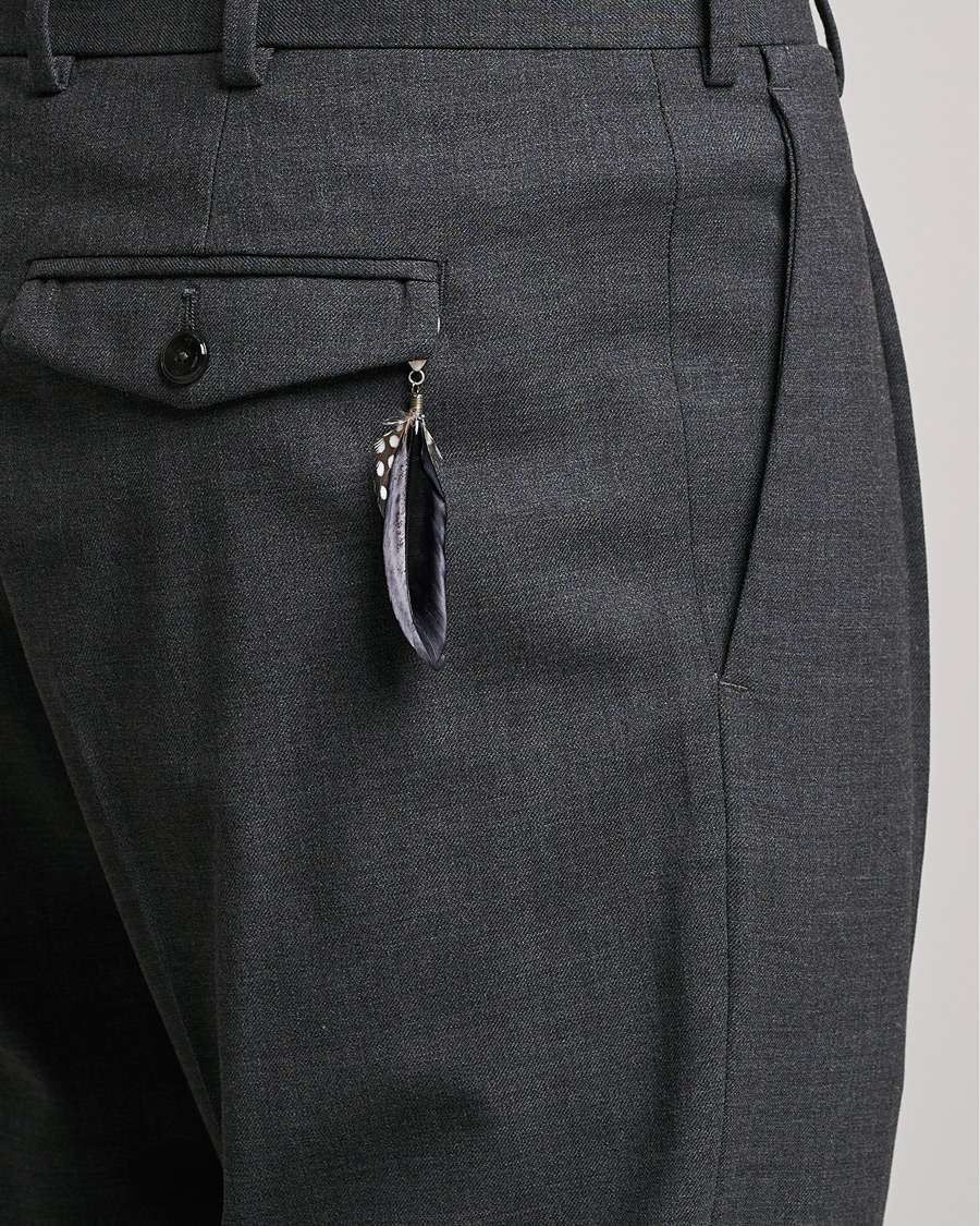 Herr | Byxor | PT01 | Slim Fit Pleated Wool Trousers Dark Grey
