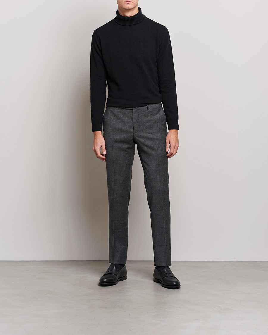 Herr | Flanellbyxor | PT01 | Slim Fit Glencheck Wool Trousers Medium Grey