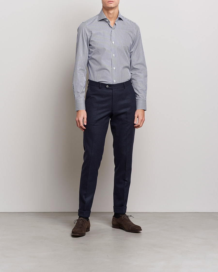 Herr | Skjortor | Finamore Napoli | Milano Slim Dress Shirt Light Blue Stripe