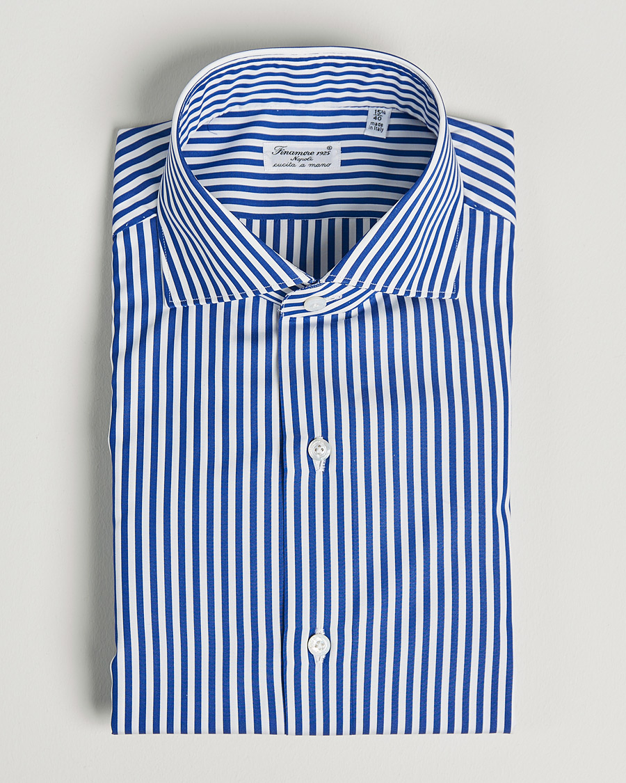 Herr | Skjortor | Finamore Napoli | Milano Slim Dress Shirt Blue Stripe