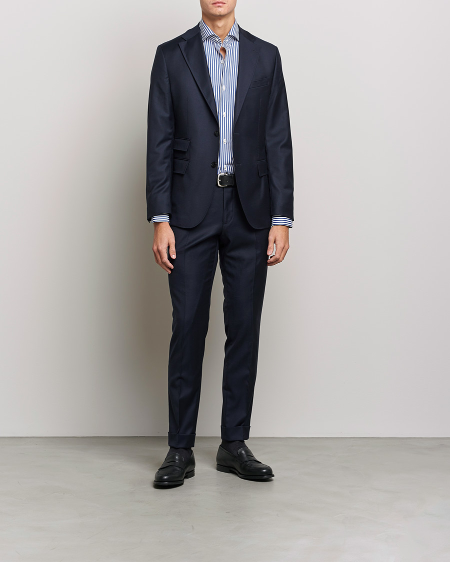 Herr | Skjortor | Finamore Napoli | Milano Slim Dress Shirt Blue Stripe