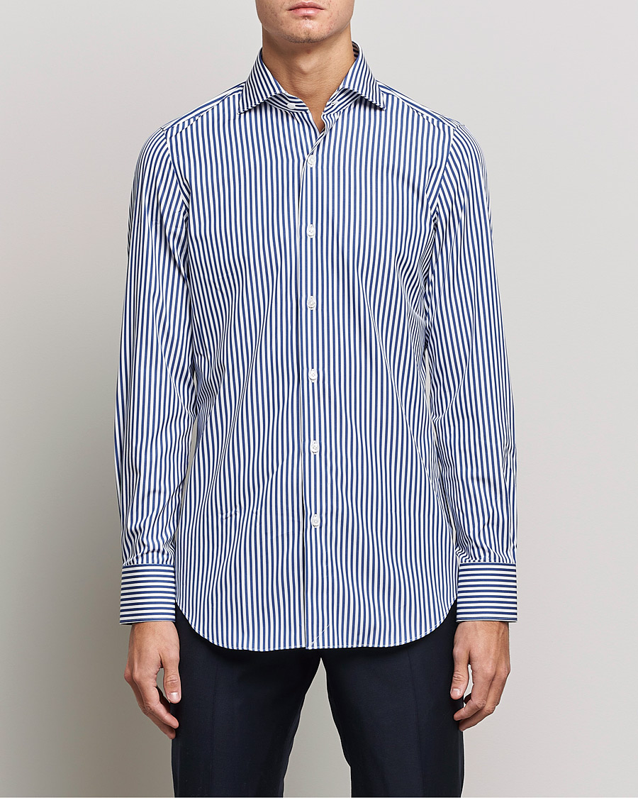 Herr | Skjortor | Finamore Napoli | Milano Slim Dress Shirt Blue Stripe
