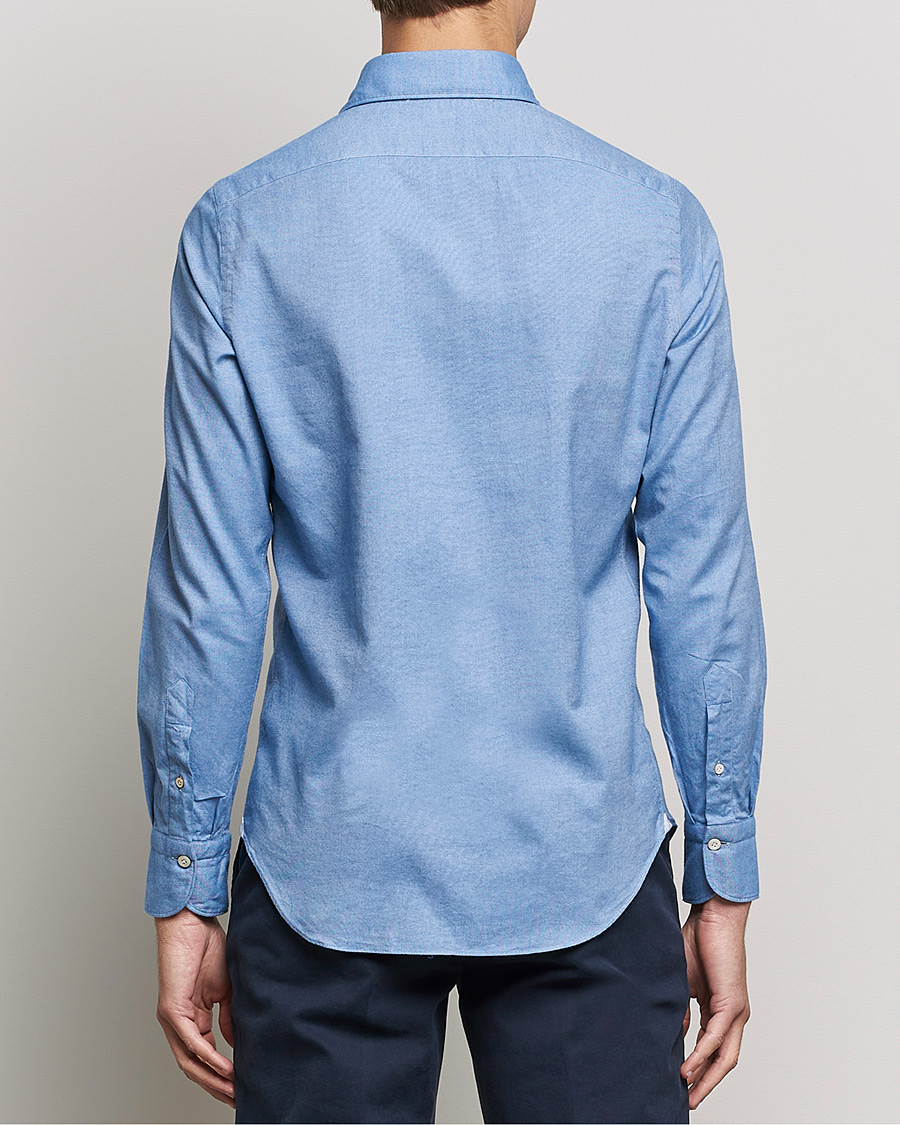 Herr | Skjortor | Finamore Napoli | Tokyo Slim Flannel Shirt Light Blue