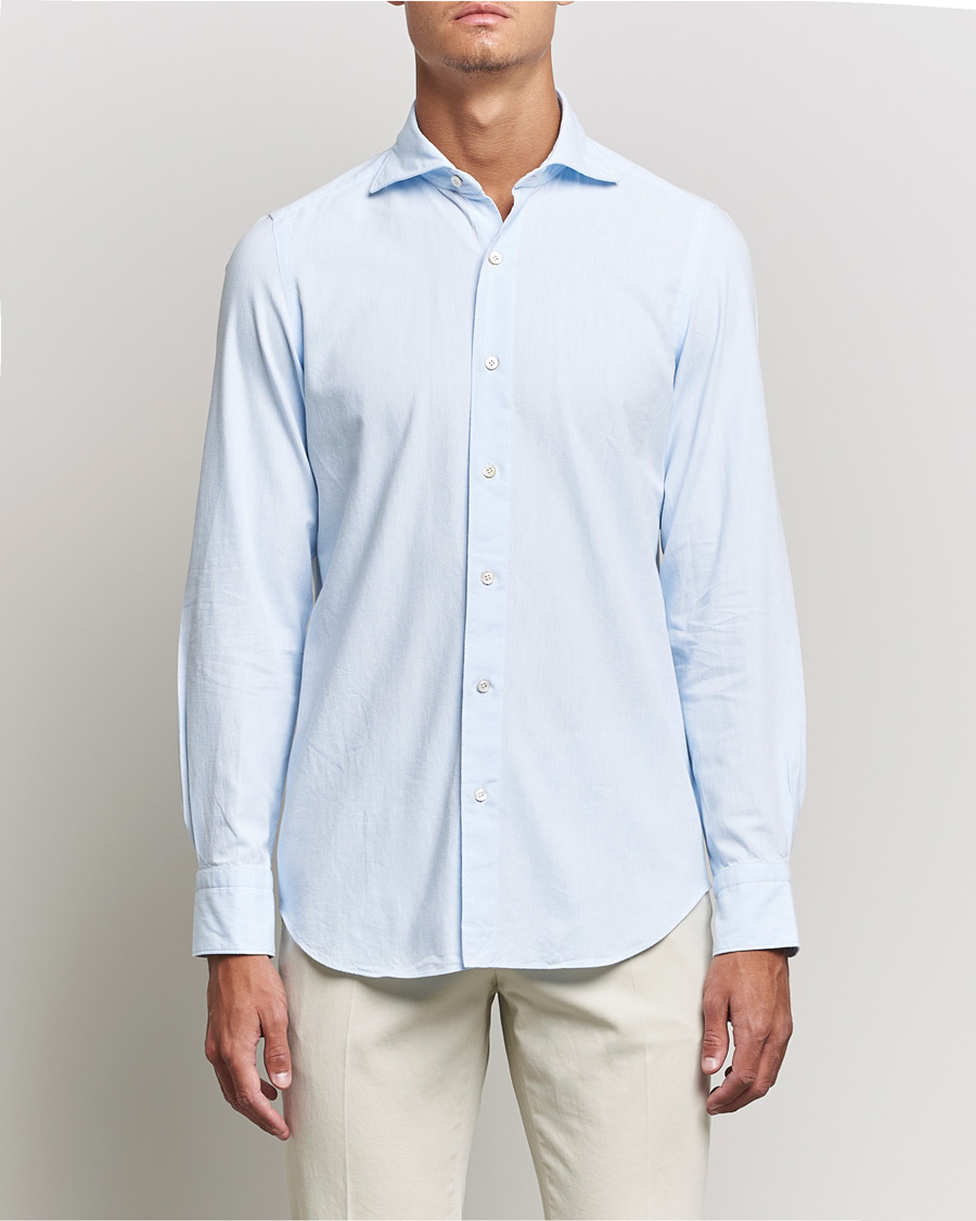 Herr | Skjortor | Finamore Napoli | Tokyo Slim Original Chambray Shirt Light Blue