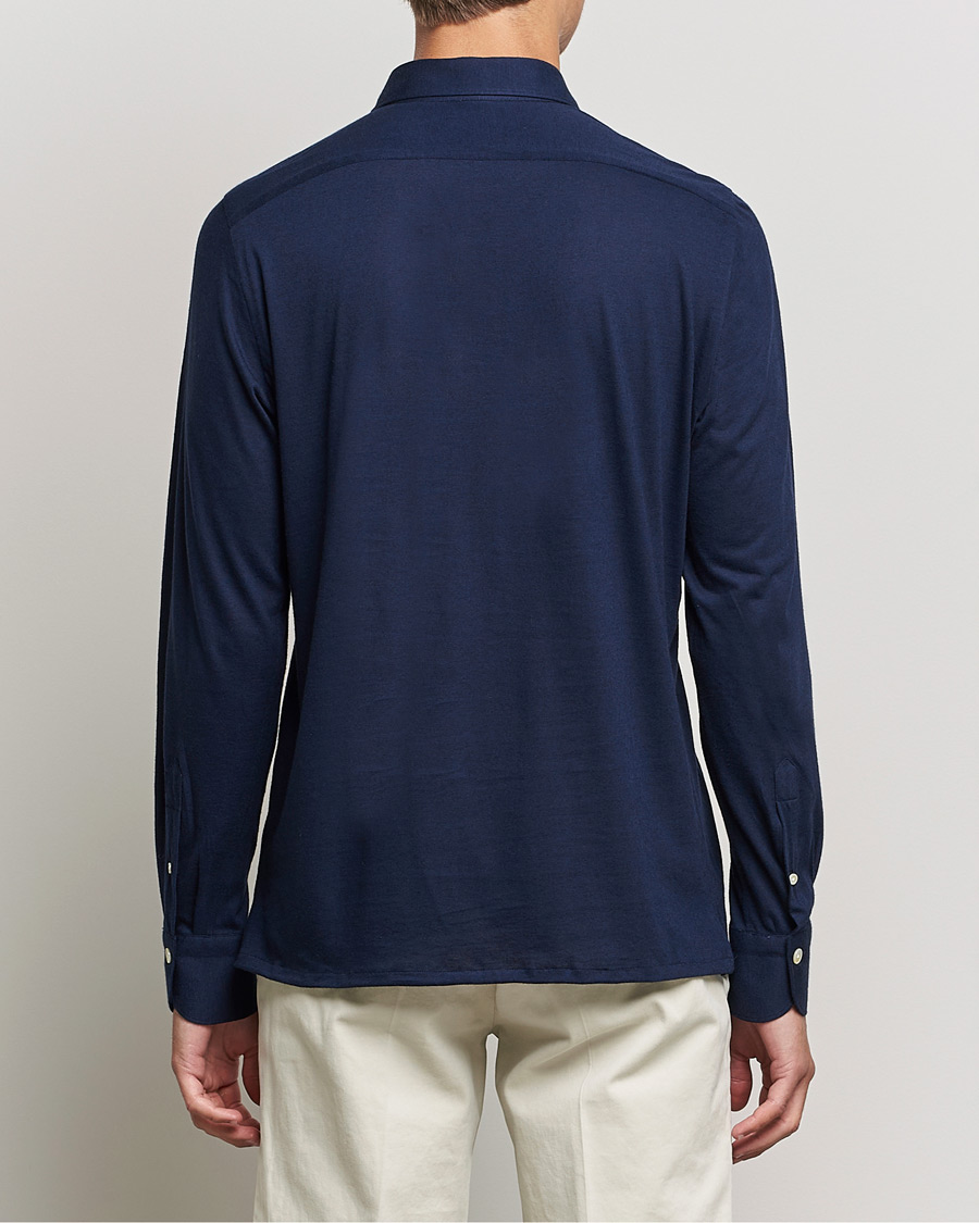 Herr | Tröjor | Finamore Napoli | Orlando Cashmere Blend Long Sleeve Polo Navy
