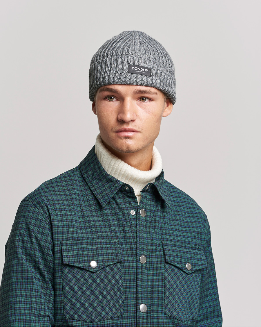 Herr | Mössor | Dondup | Ribbed Beanie Light Grey