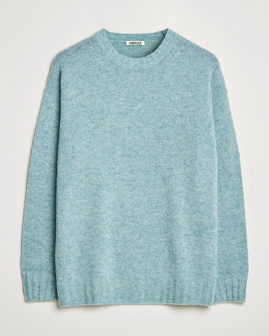 Herr | Tröjor | Auralee | Wool/Cashmere Crewneck Knit Top Blue Green