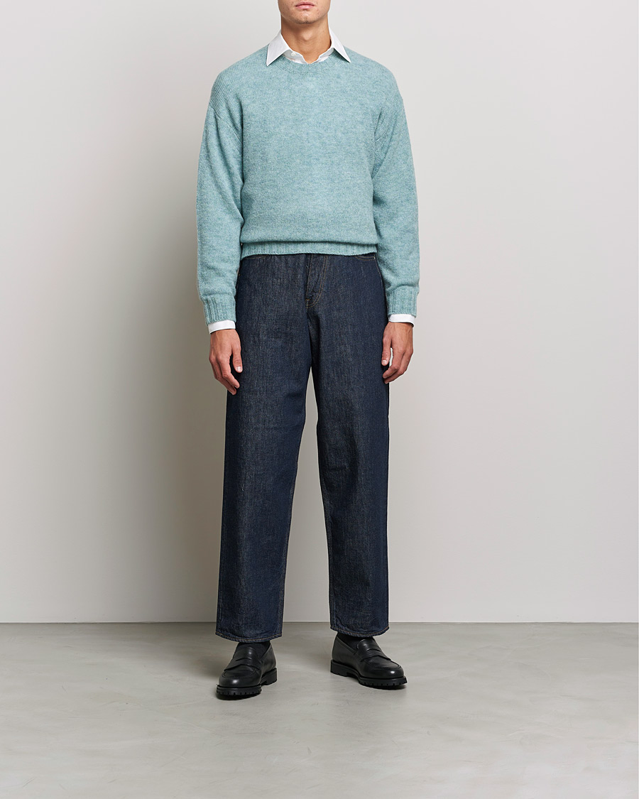 Herr | Tröjor | Auralee | Wool/Cashmere Crewneck Knit Top Blue Green