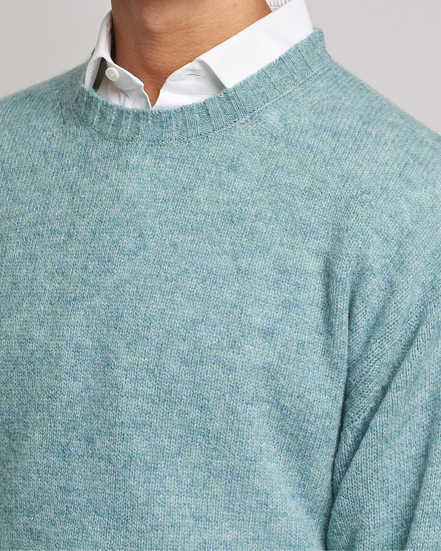 Herr | Tröjor | Auralee | Wool/Cashmere Crewneck Knit Top Blue Green