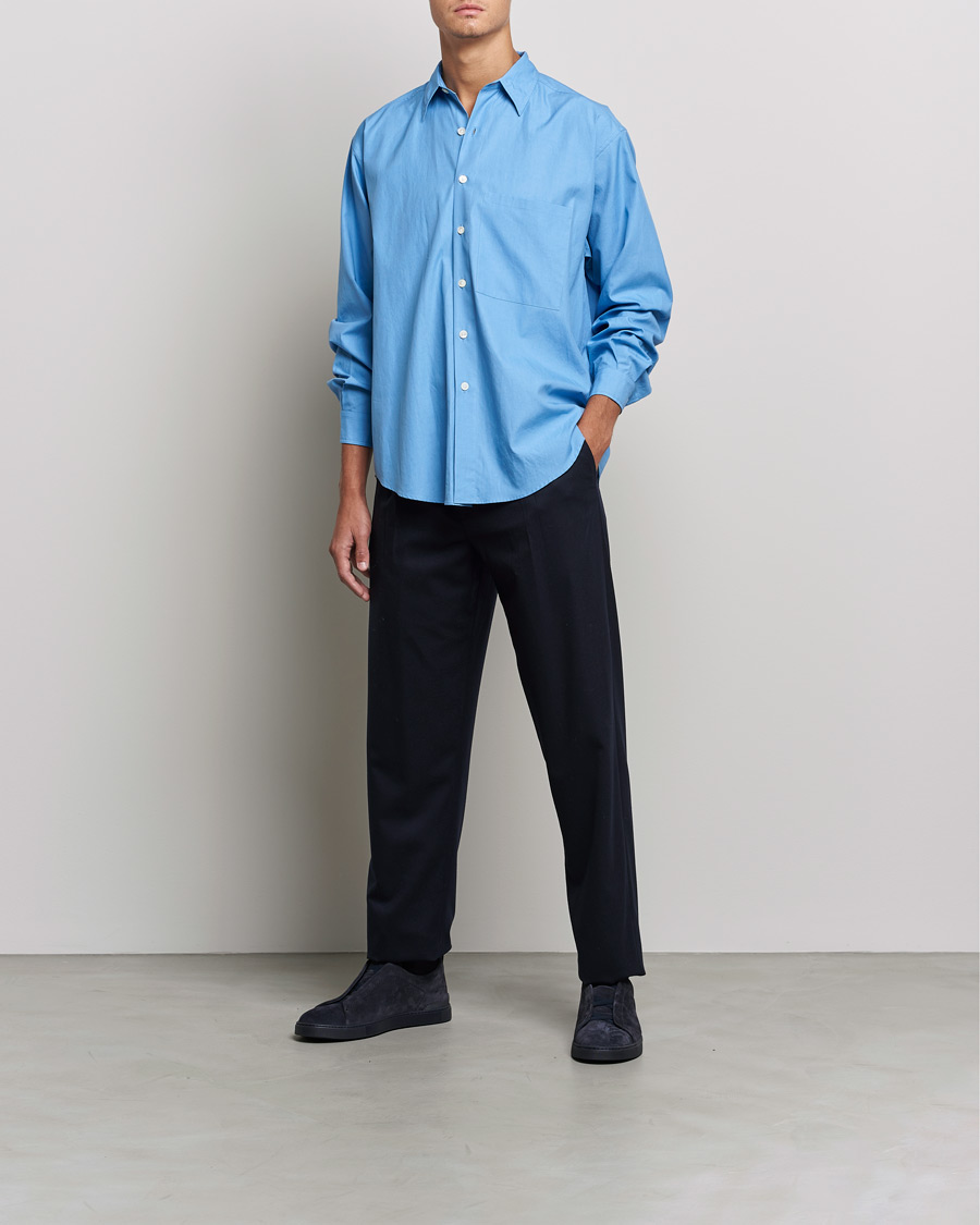Herr | Skjortor | Auralee | Finx Twill Shirt Clear Blue
