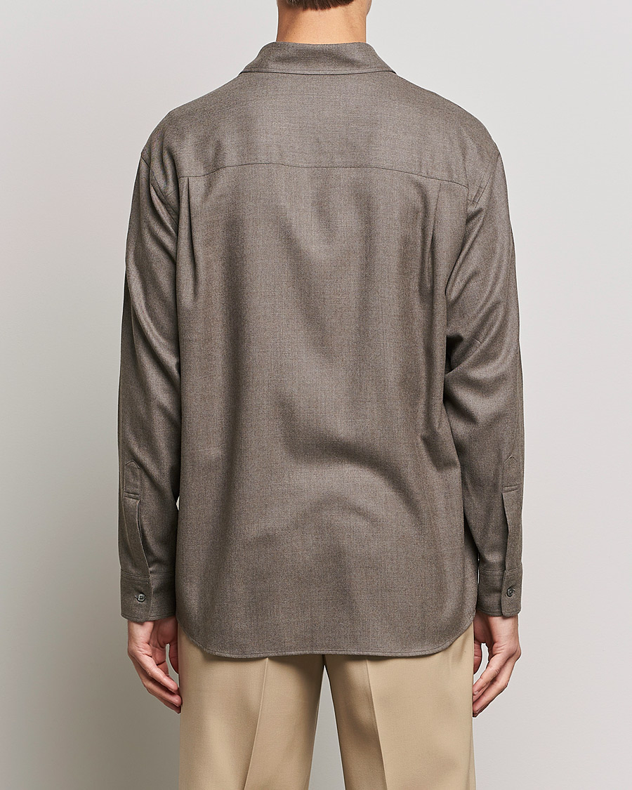 Herr | Skjortor | Auralee | Super Light Wool Shirt Dark Brown