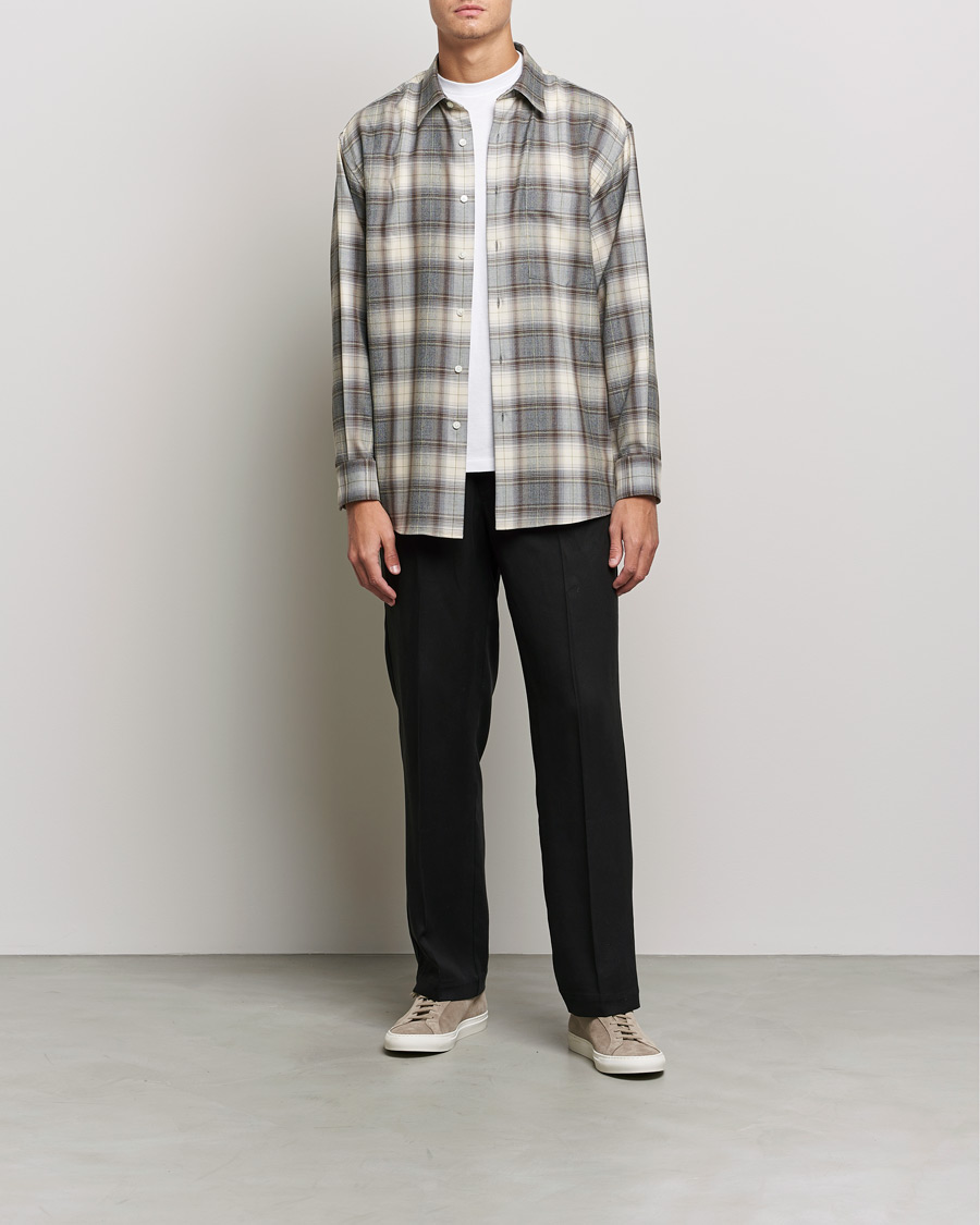 Herr | Skjortor | Auralee | Super Light Wool Shirt Brown Check