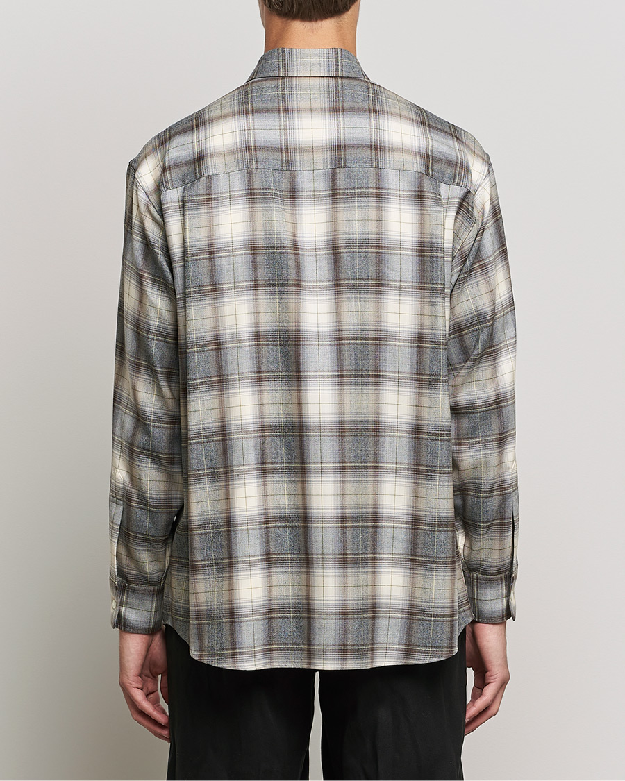 Herr | Skjortor | Auralee | Super Light Wool Shirt Brown Check