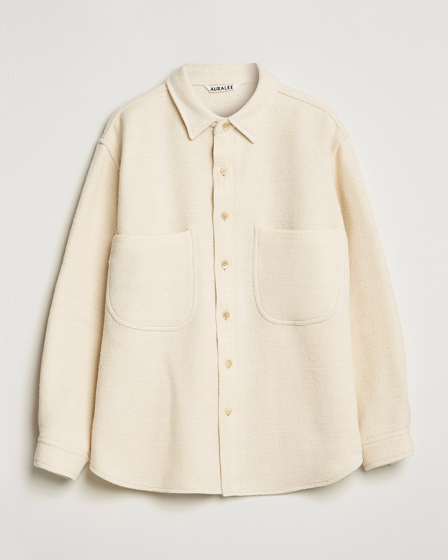 Herr | Skjortor | Auralee | Double Pocket Wool Overshirt Ivory