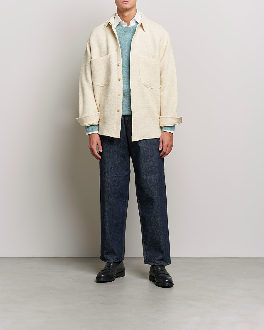 Herr | Skjortjackor | Auralee | Double Pocket Wool Overshirt Ivory