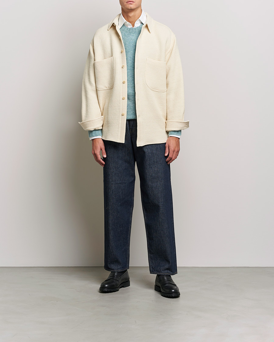 Herr | Skjortor | Auralee | Double Pocket Wool Overshirt Ivory