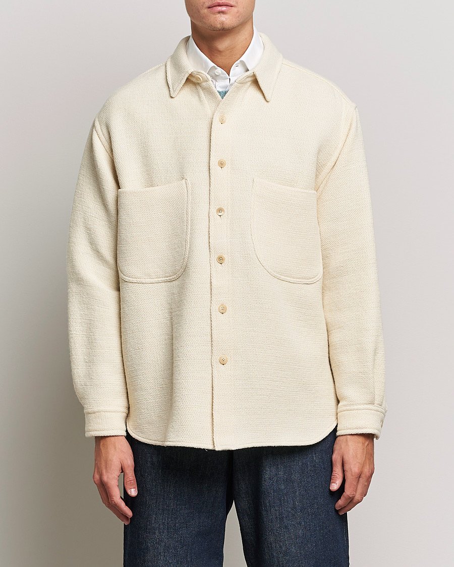Herr | Skjortor | Auralee | Double Pocket Wool Overshirt Ivory