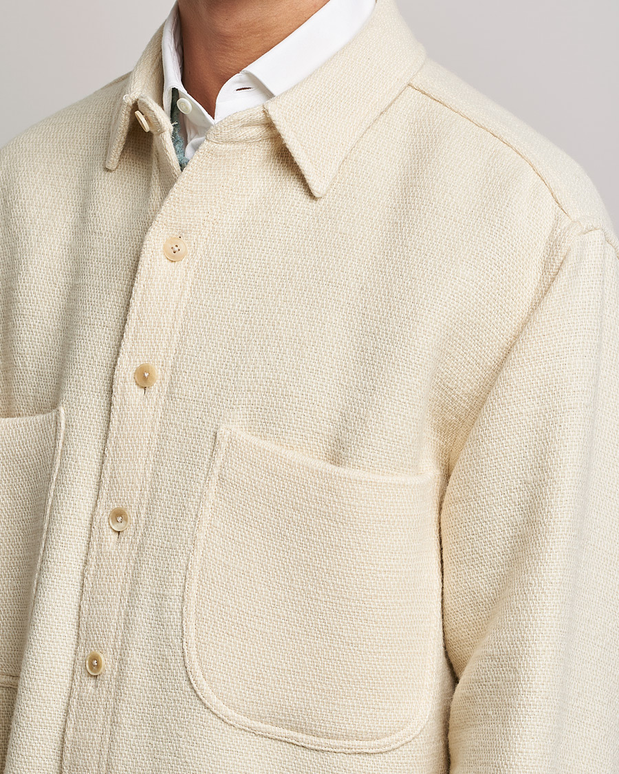 Herr | Skjortor | Auralee | Double Pocket Wool Overshirt Ivory