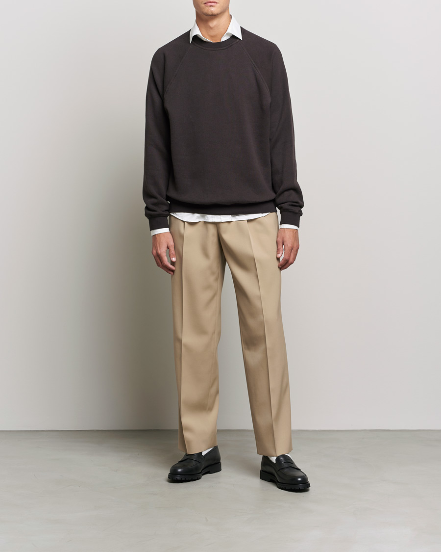 Herr | Byxor | Auralee | Wool Two Tuck Slacks Beige
