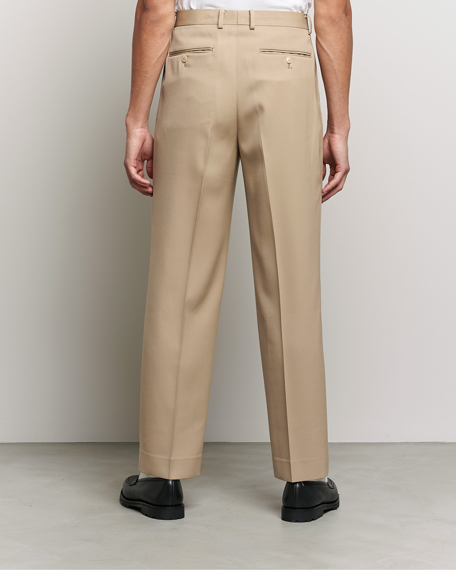 Herr | Byxor | Auralee | Wool Two Tuck Slacks Beige