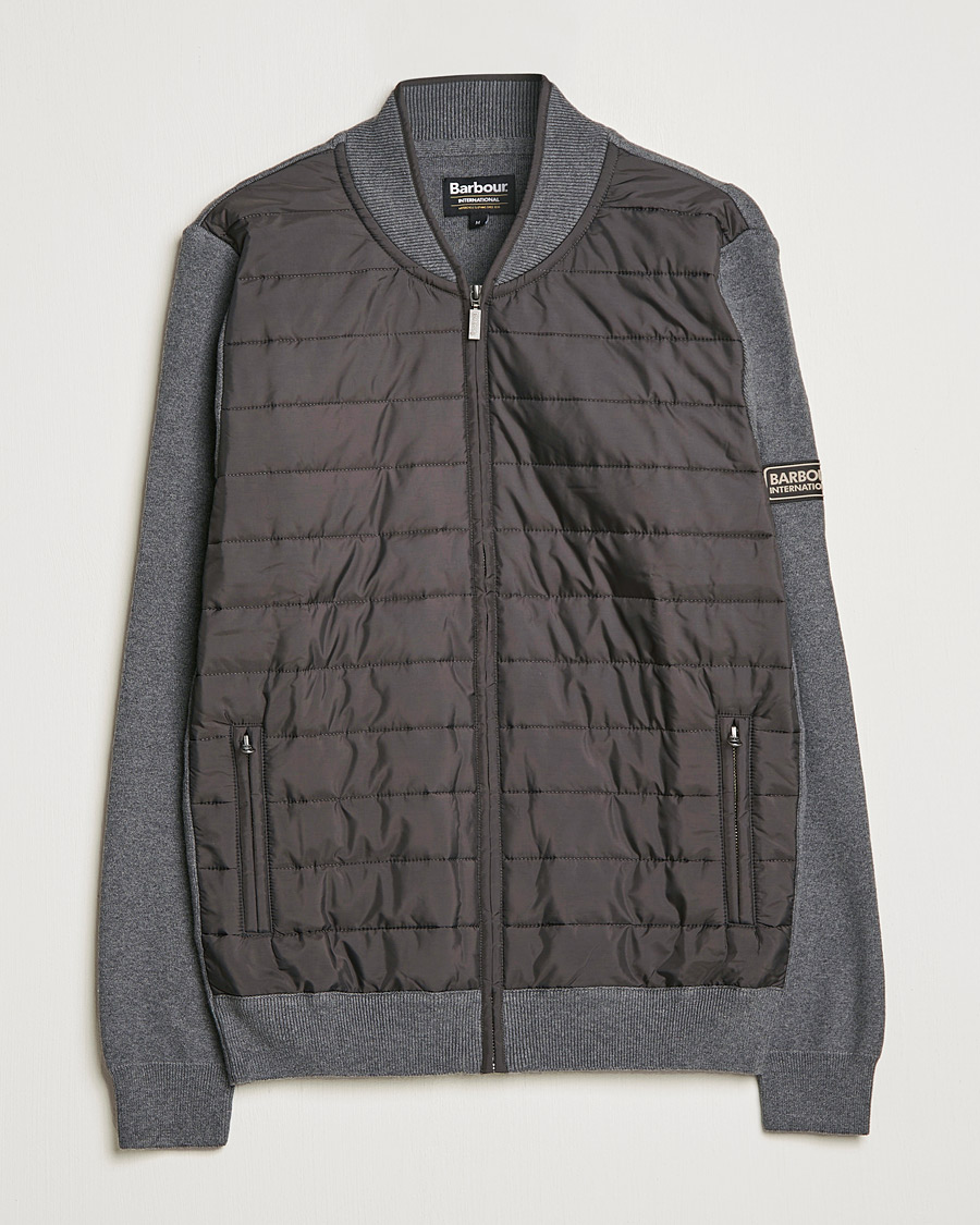 Herr | Tröjor | Barbour International | Baffle Zip Through Sweater Storm Grey Marl