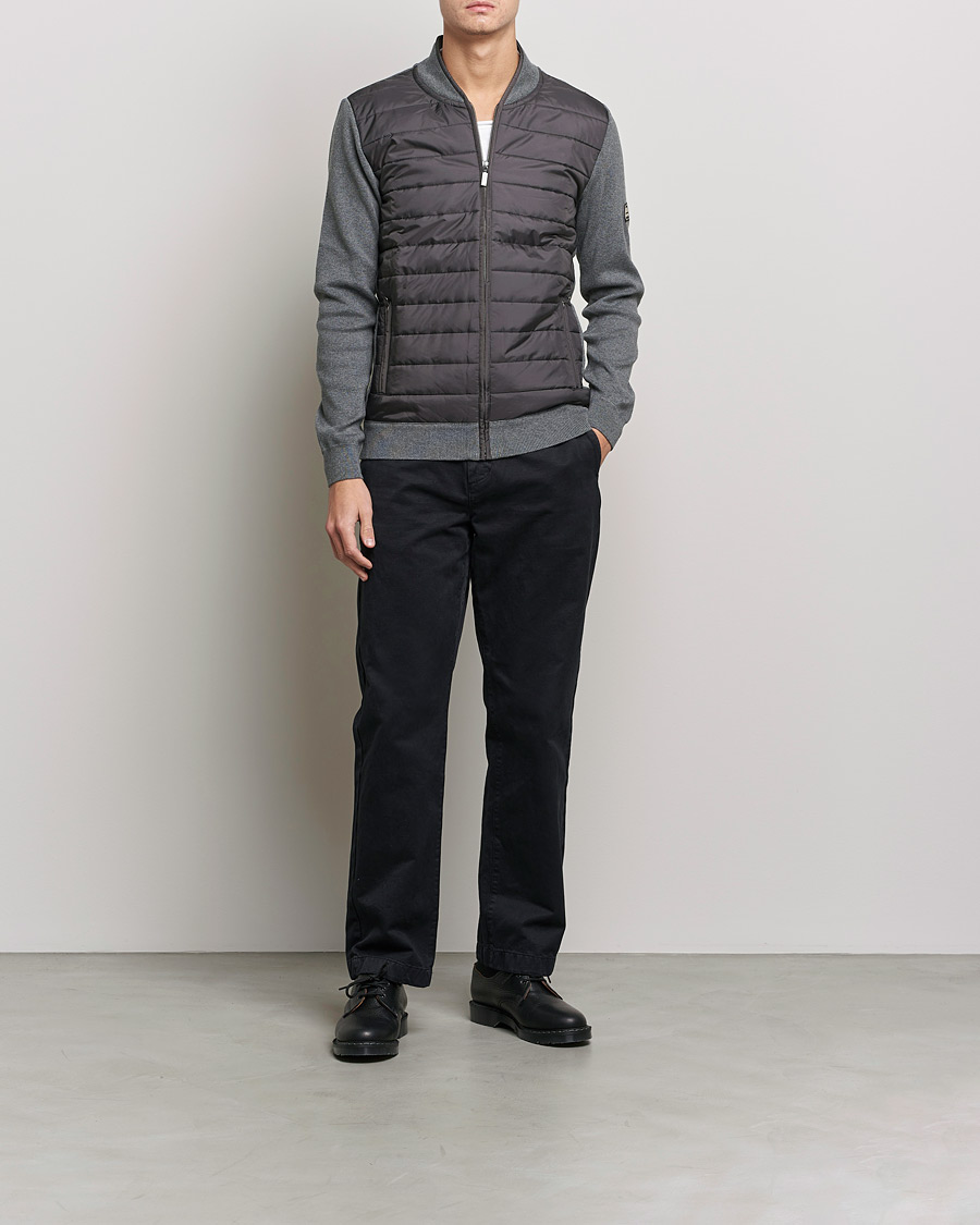 Herr | Tröjor | Barbour International | Baffle Zip Through Sweater Storm Grey Marl