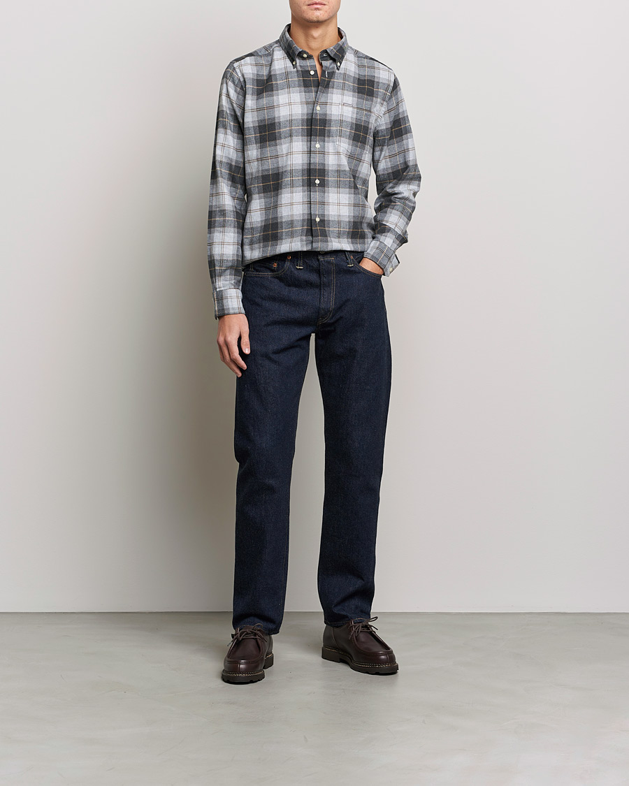 Herr | Skjortor | Barbour Lifestyle | Flannel Check Shirt Grey Stone