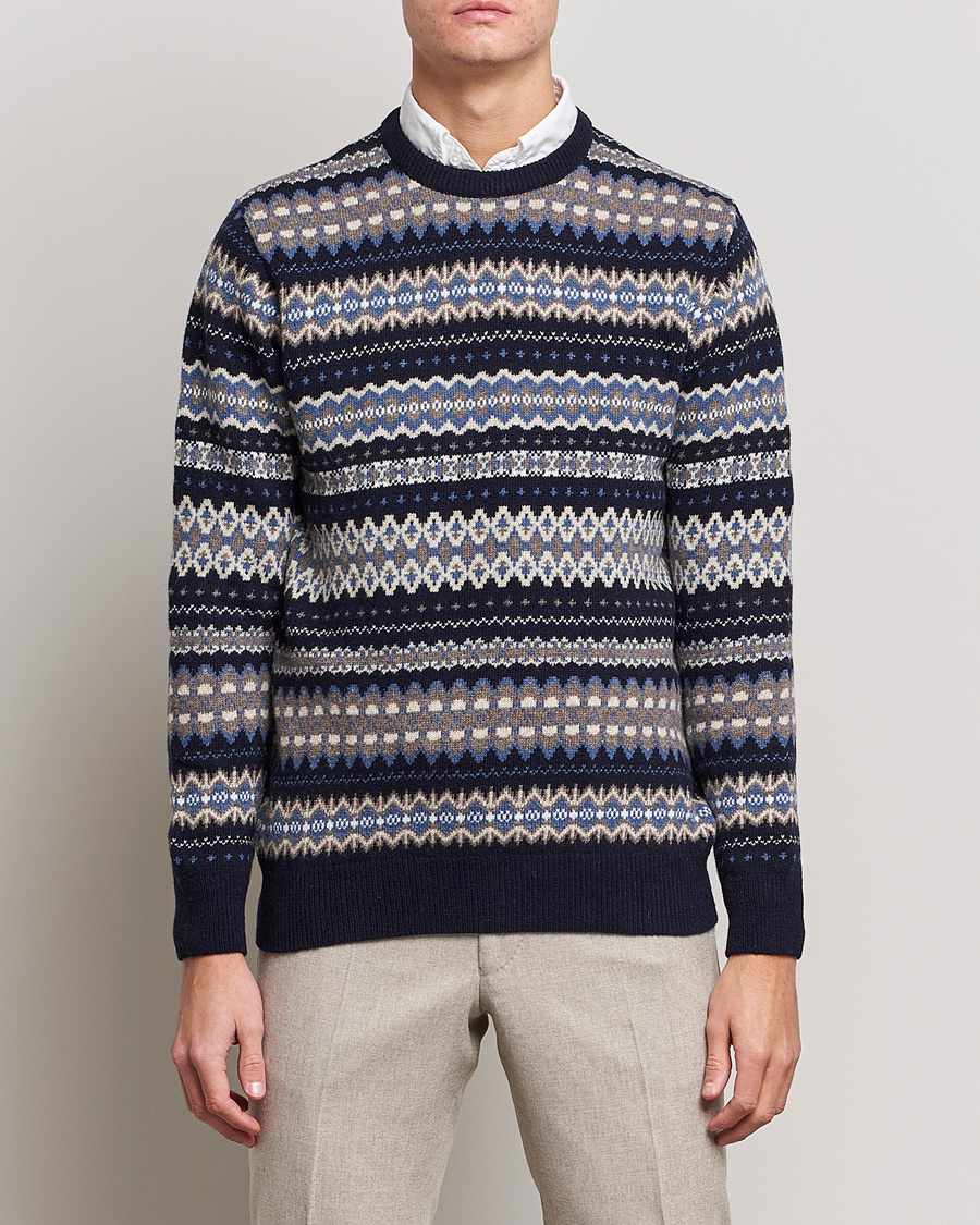 Herr | Stickade tröjor | Barbour Lifestyle | Case Fair Isle Crew Midnight