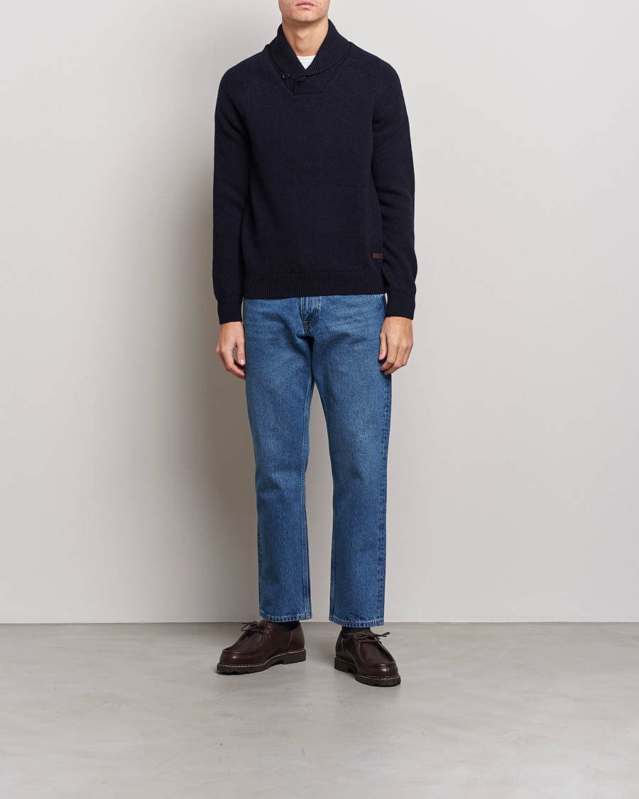 Herr | Tröjor | Barbour Lifestyle | Gurnard Dock Shawl Knitted Sweater Navy