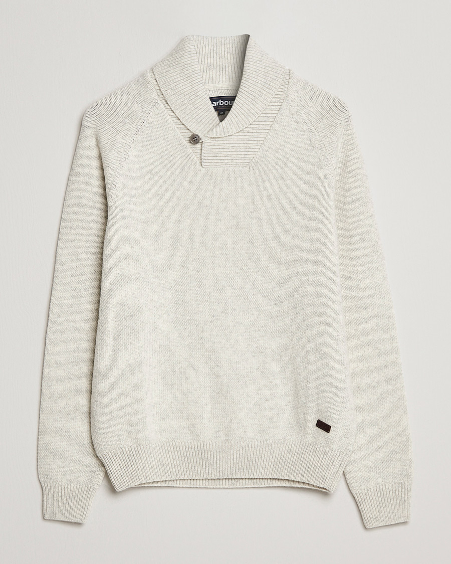 Herr | Tröjor | Barbour Lifestyle | Gurnard Dock Shawl Knitted Sweater Whisper White