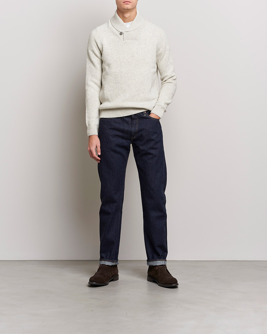 Herr | Tröjor | Barbour Lifestyle | Gurnard Dock Shawl Knitted Sweater Whisper White