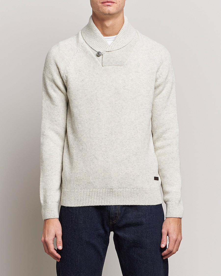 Herr | Tröjor | Barbour Lifestyle | Gurnard Dock Shawl Knitted Sweater Whisper White