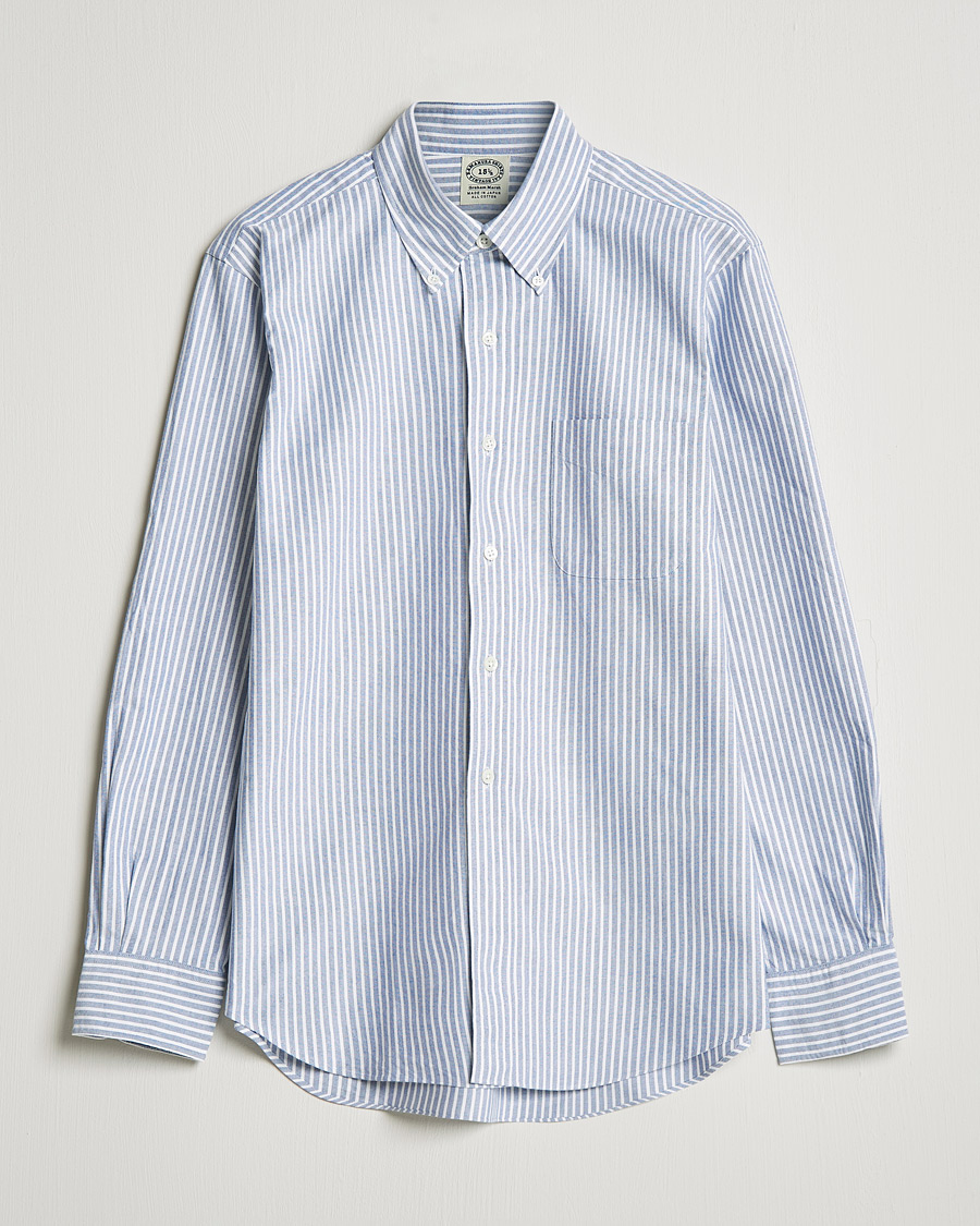 Herr | Oxfordskjortor | Kamakura Shirts | Vintage Ivy Striped Oxford BD Shirt Light Blue