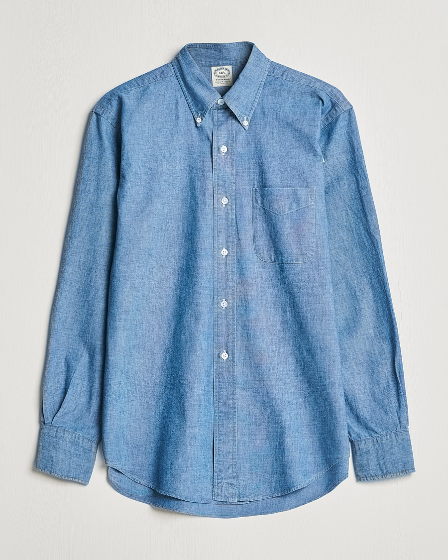 Herr | Skjortor | Kamakura Shirts | Vintage Ivy Chambray BD Shirt Light Blue