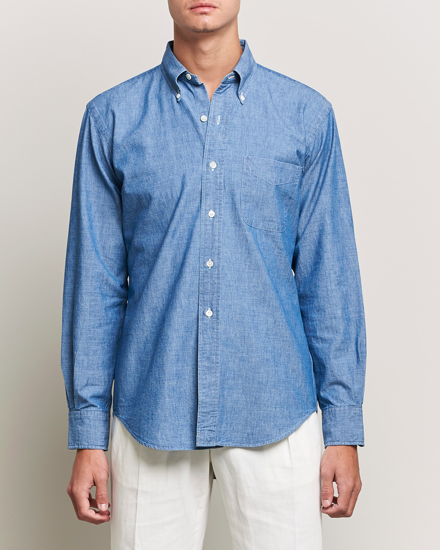 Herr | Skjortor | Kamakura Shirts | Vintage Ivy Chambray BD Shirt Light Blue