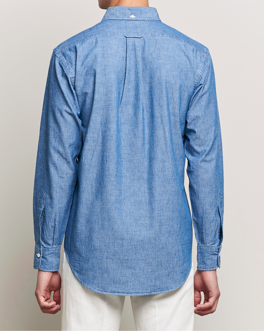 Herr | Skjortor | Kamakura Shirts | Vintage Ivy Chambray BD Shirt Light Blue