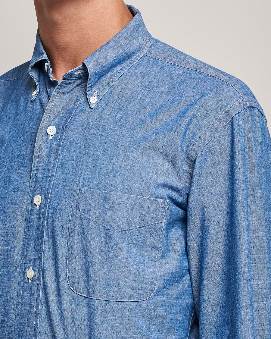 Herr | Skjortor | Kamakura Shirts | Vintage Ivy Chambray BD Shirt Light Blue