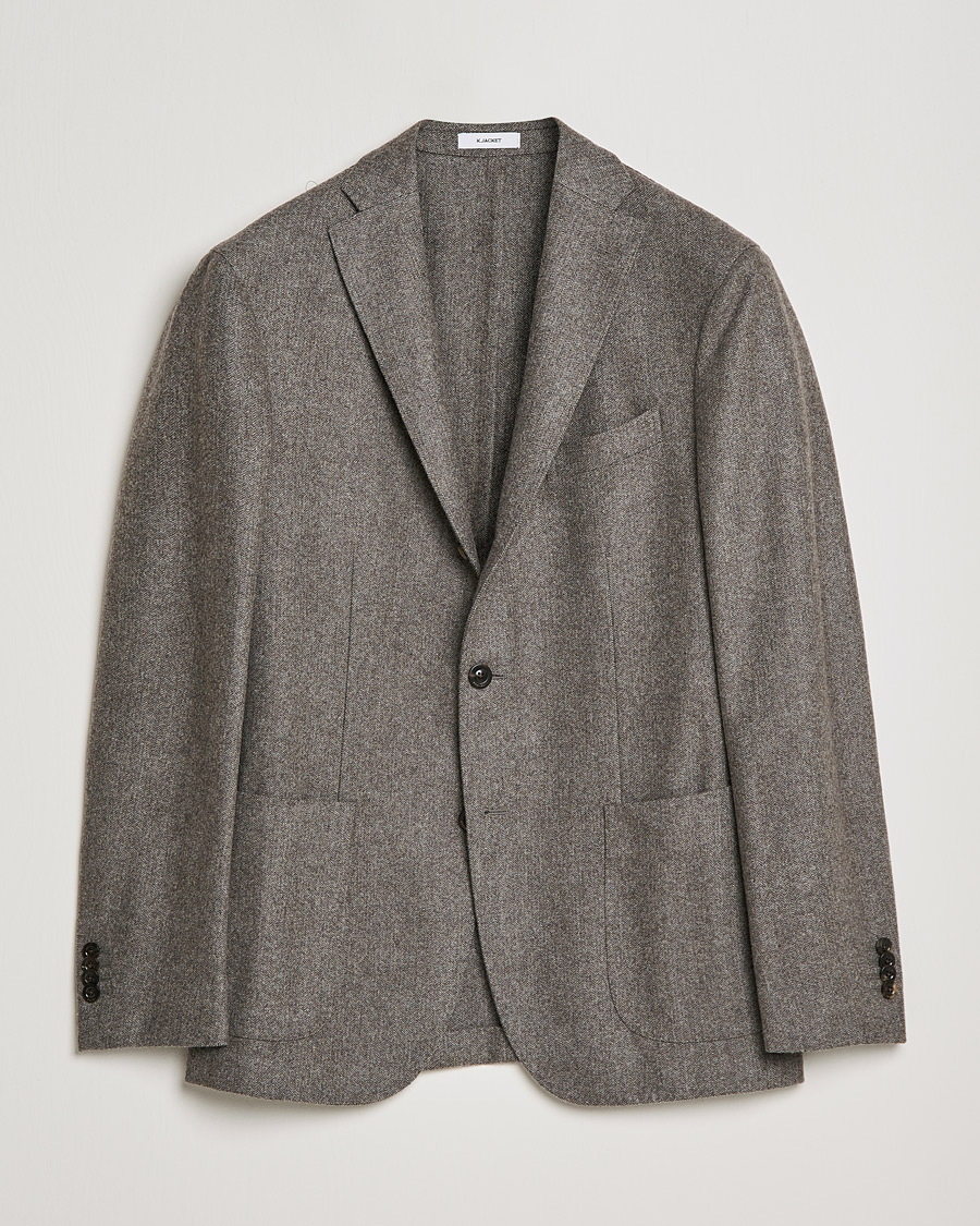 Herr | Kavajer | Boglioli | K Jacket Herringbone Wool Blazer Light Grey