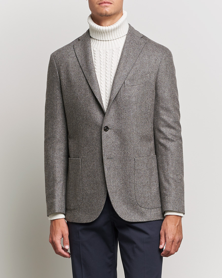 Herr | Kavajer | Boglioli | K Jacket Herringbone Wool Blazer Light Grey