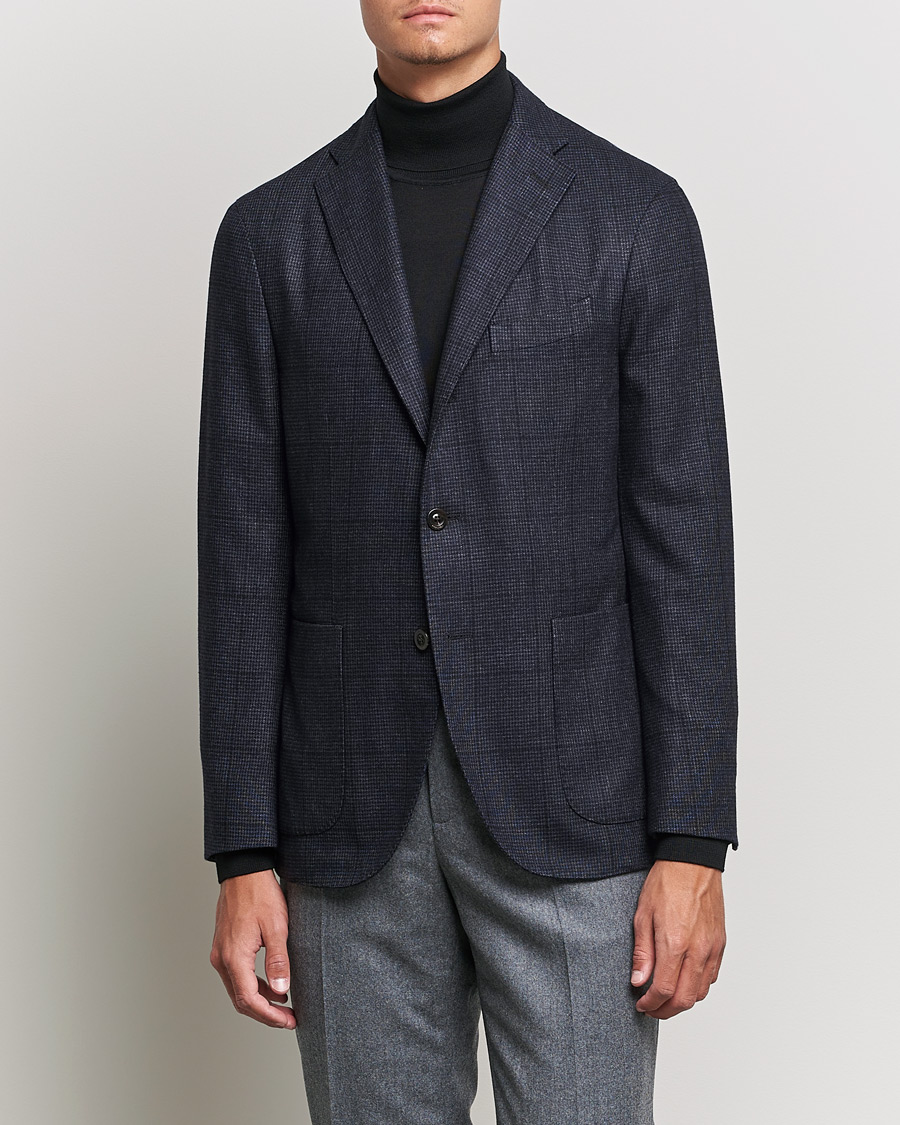 Herr | Kavajer | Boglioli | K Jacket Wool Check Blazer Navy
