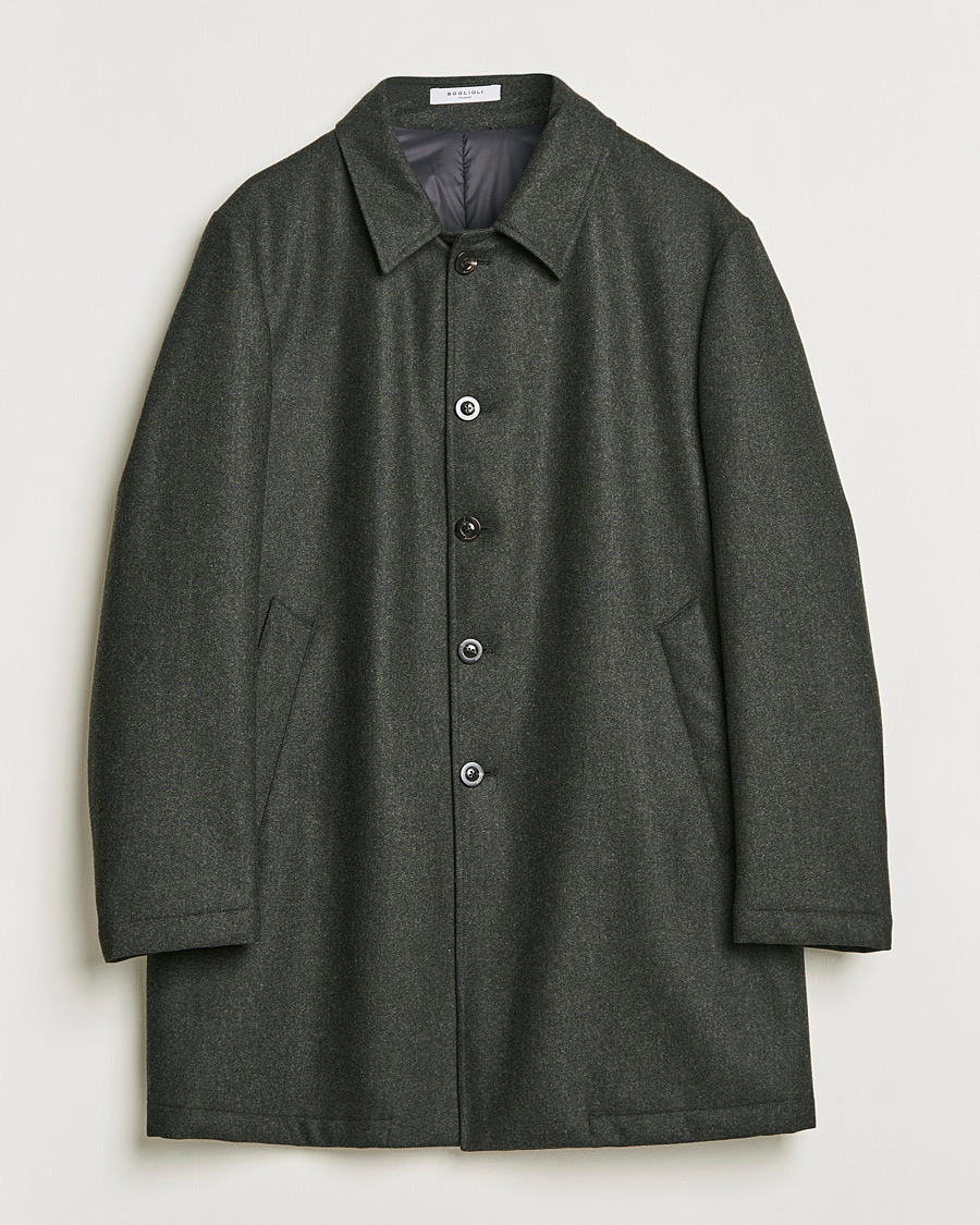 Herr | Jackor | Boglioli | Padded Wool Coat Forest Green