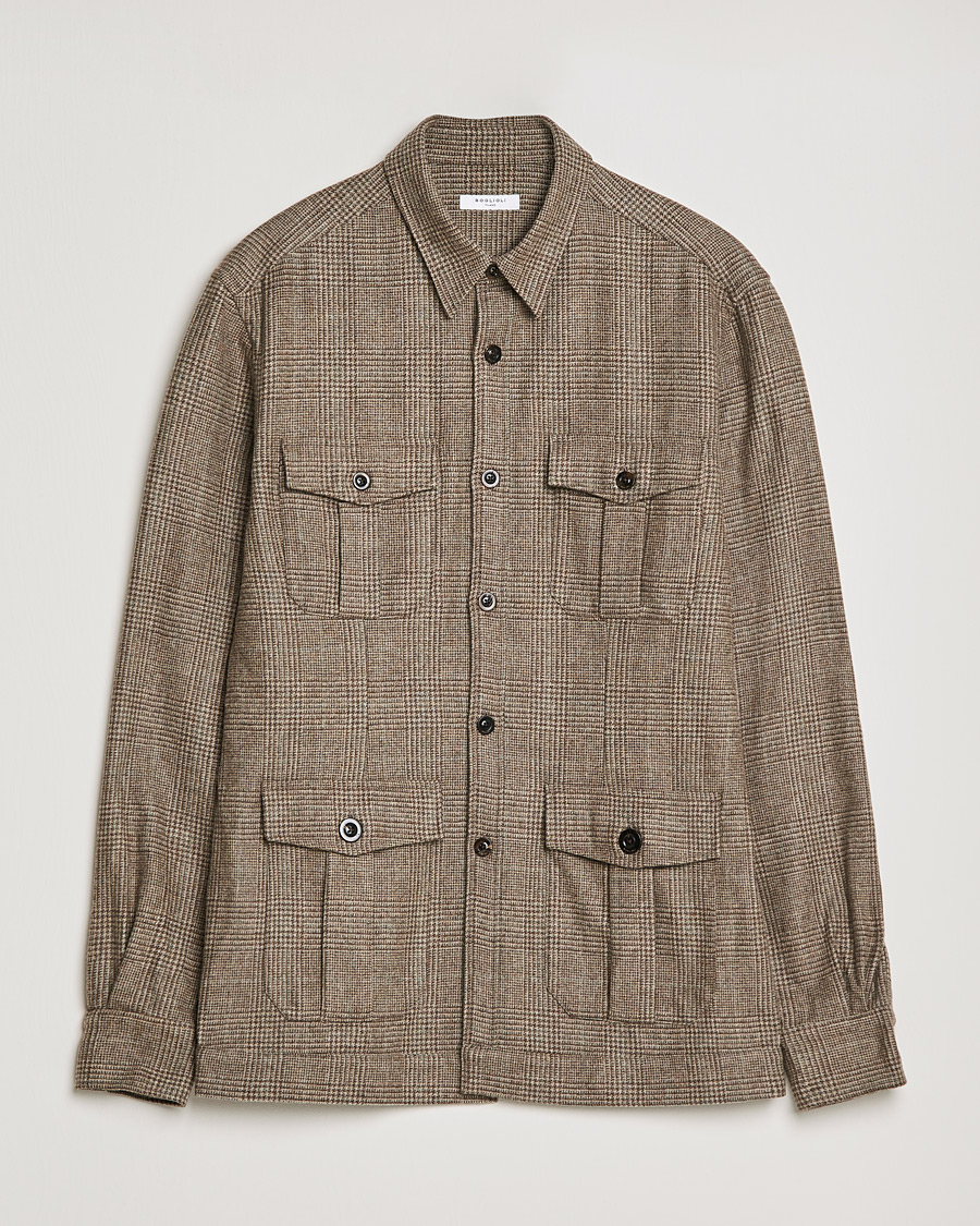 Herr | Skjortor | Boglioli | Check Flannel Overshirt Beige