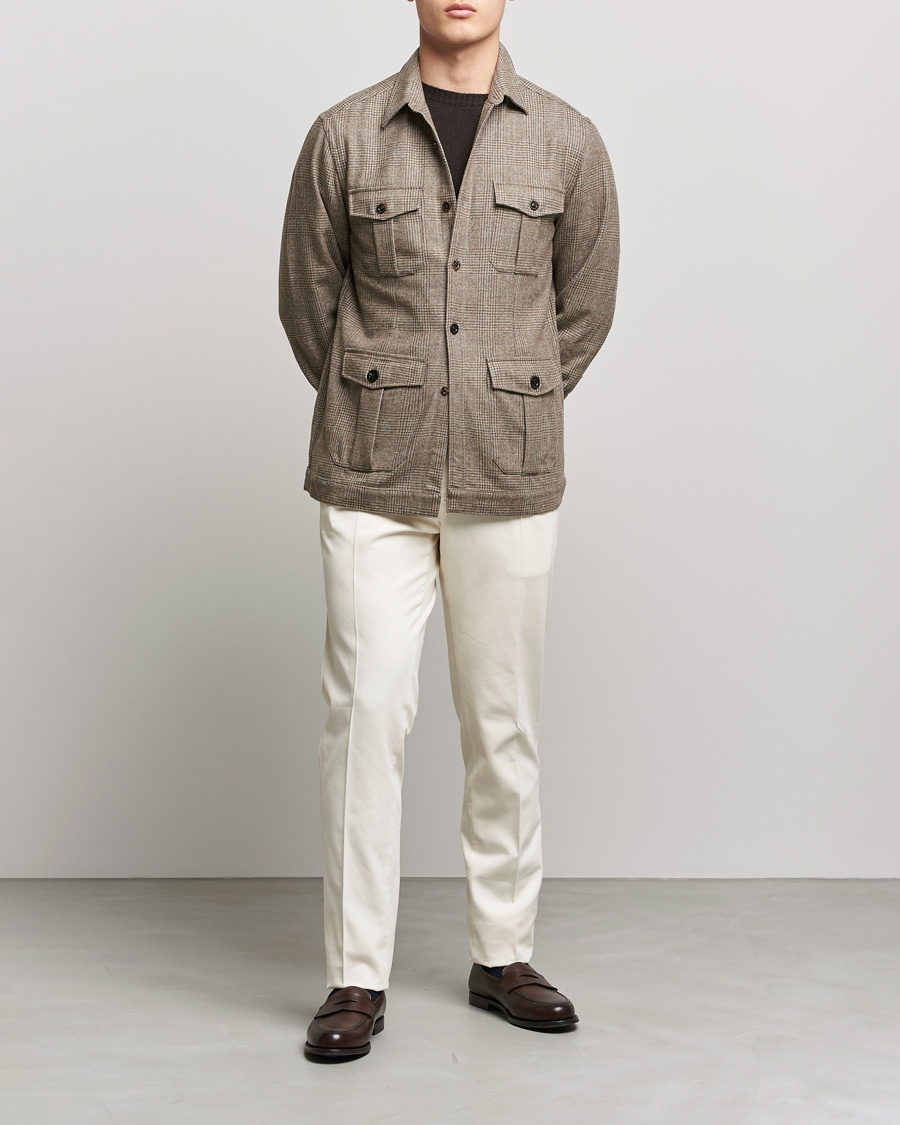 Herr | Skjortor | Boglioli | Check Flannel Overshirt Beige